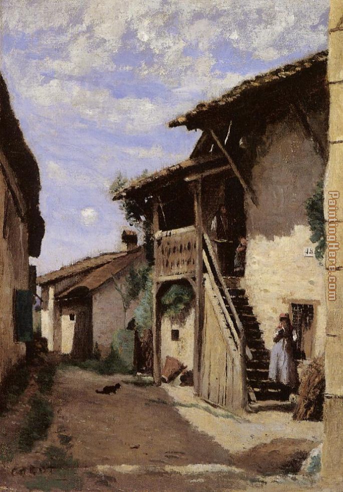 A Village Steeet, Dardagny painting - Jean-Baptiste-Camille Corot A Village Steeet, Dardagny art painting